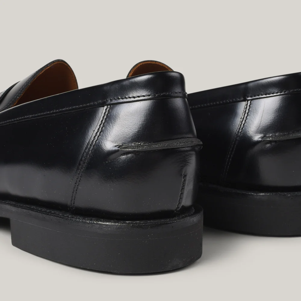 SANDERS BUTTSEAM APRON PENNY LOAFER - BLACK - Image 7