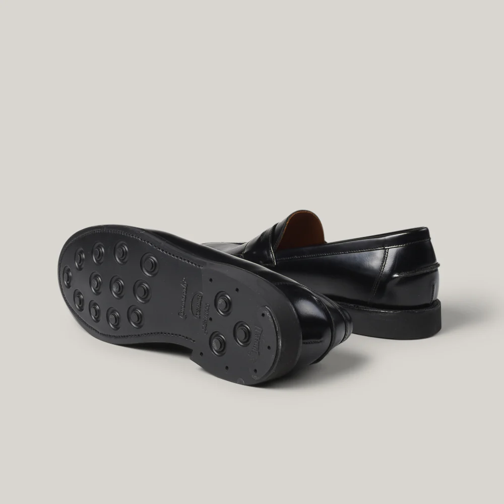 SANDERS BUTTSEAM APRON PENNY LOAFER - BLACK - Image 8