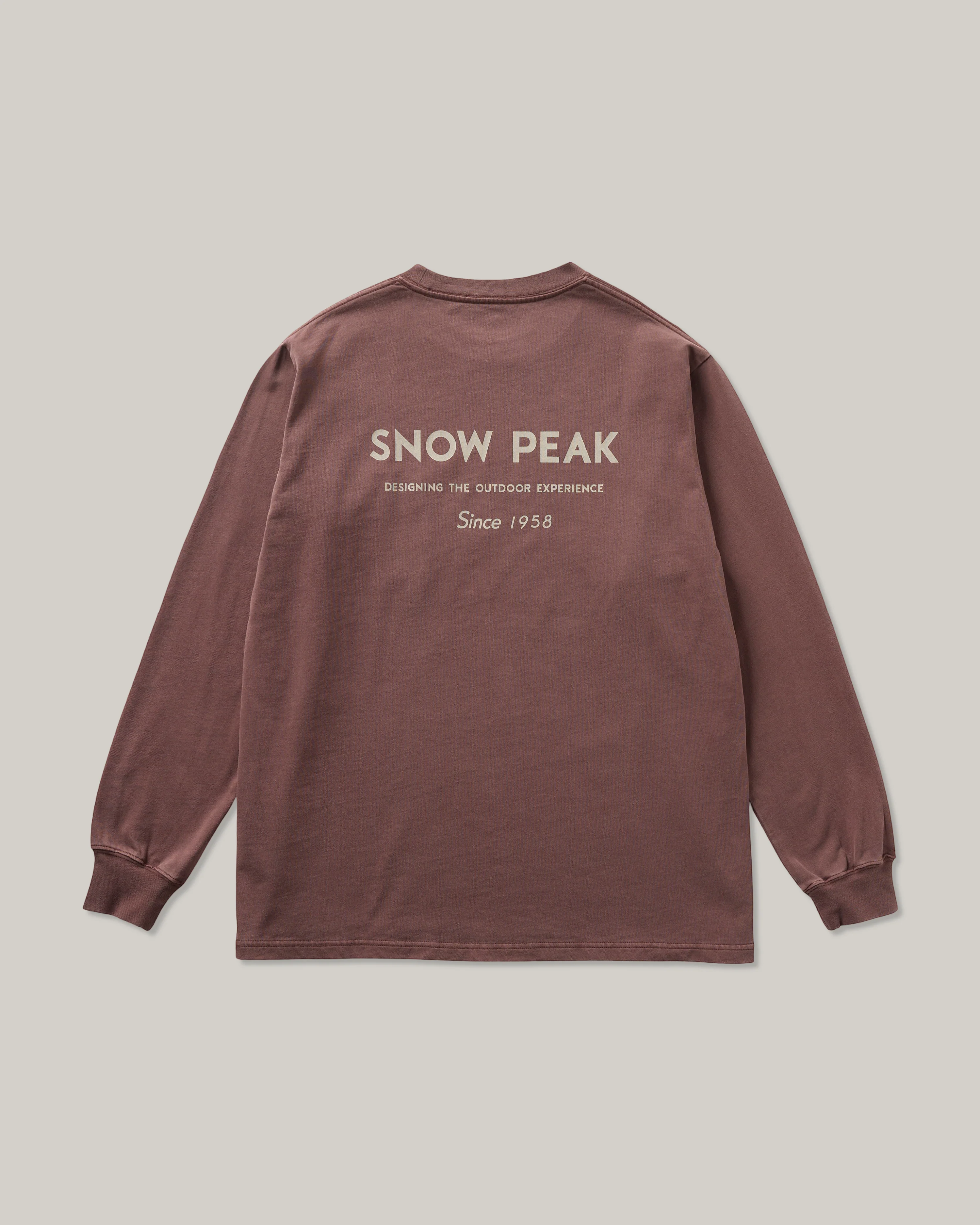 SNOW PEAK GARMENT DYED L/S T-SHIRT - BURGUNDY - Image 2