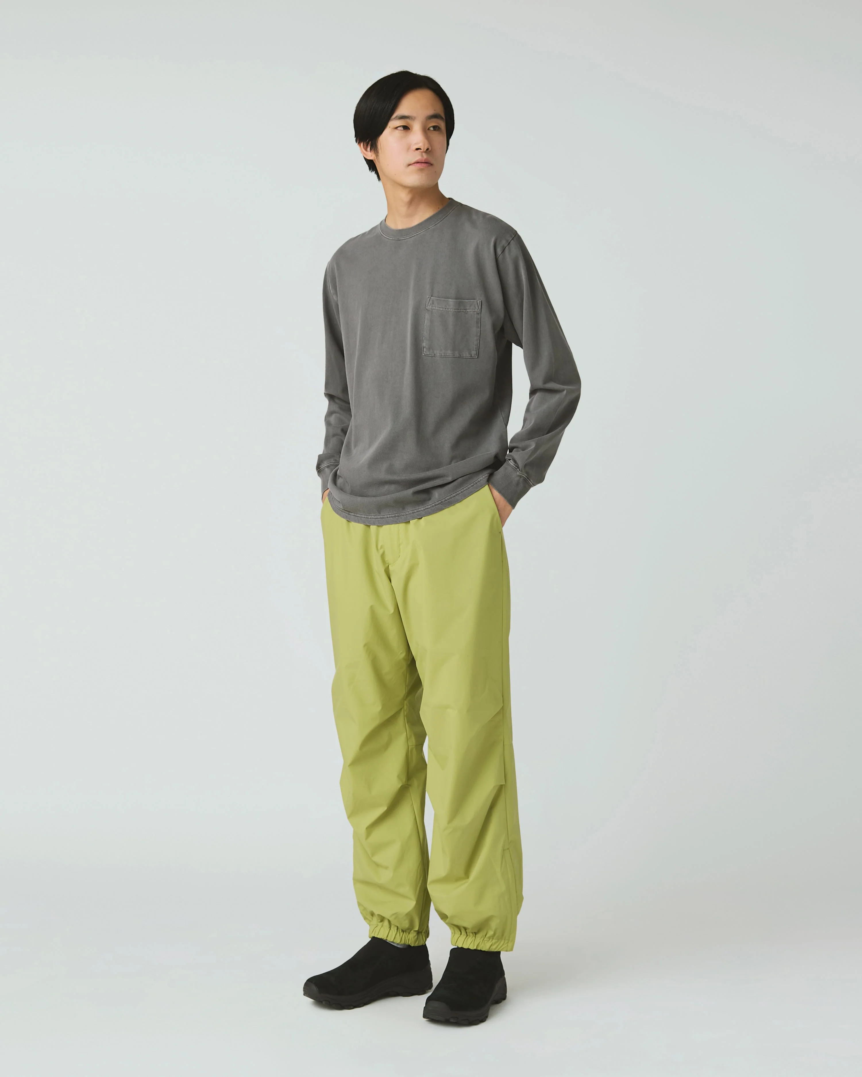 SNOW PEAK GARMENT DYED L/S T-SHIRT - CHARCOAL - Image 3