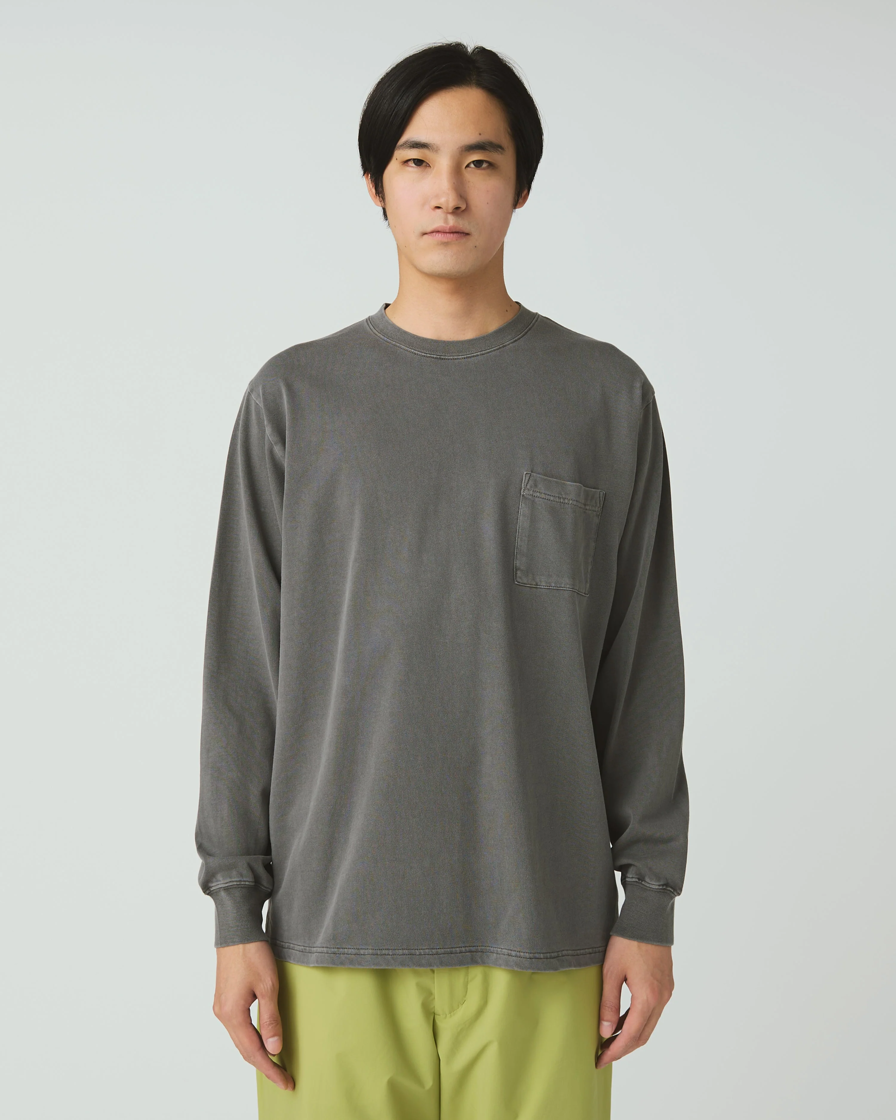 SNOW PEAK GARMENT DYED L/S T-SHIRT - CHARCOAL - Image 7