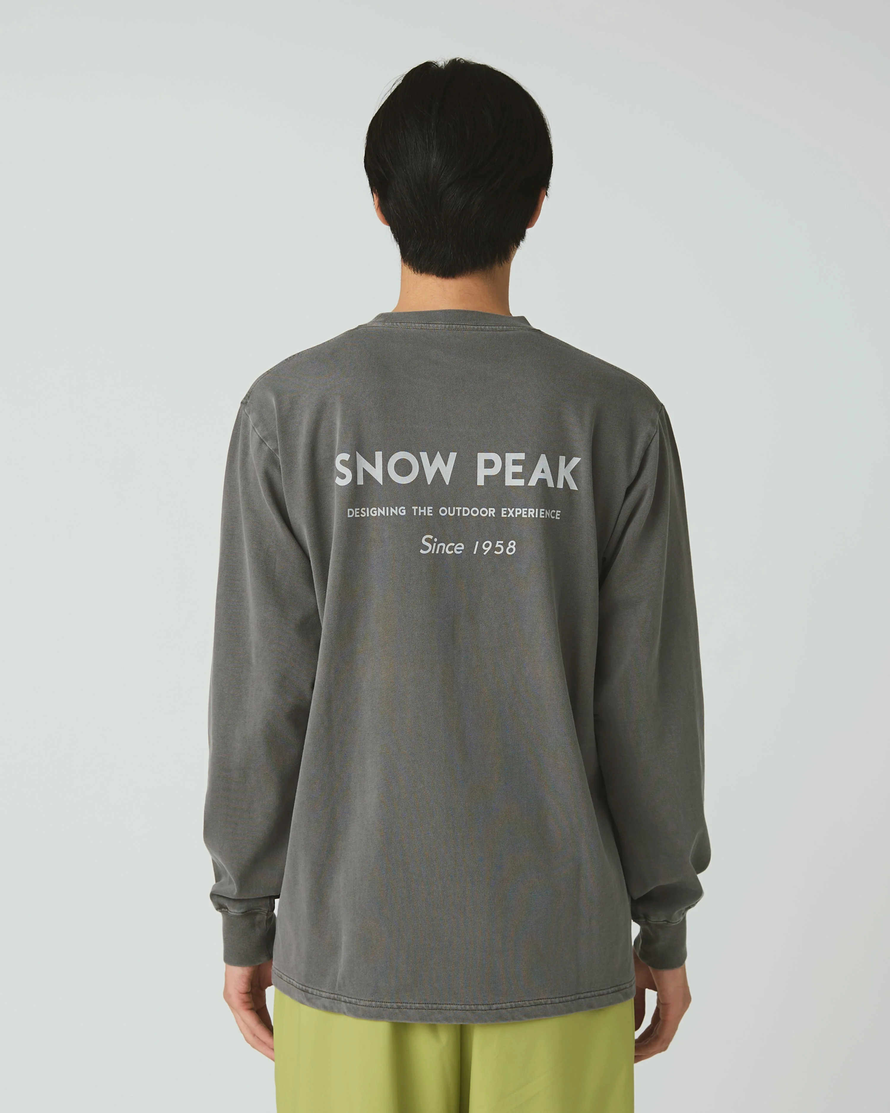 SNOW PEAK GARMENT DYED L/S T-SHIRT - CHARCOAL - Image 8