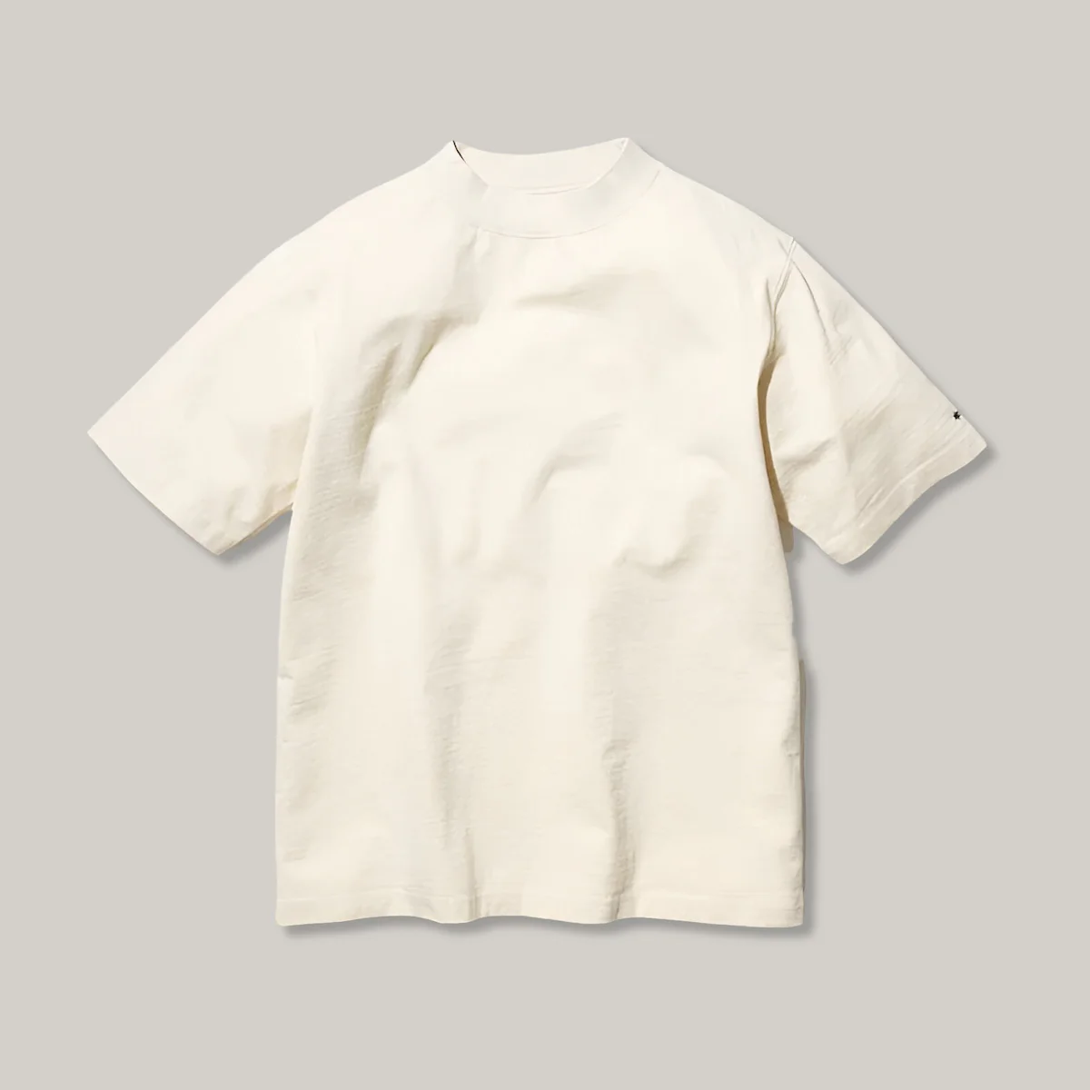 SNOWPEAK RECYCLED COTTON MOCKNECK T-SHIRT - ECRU