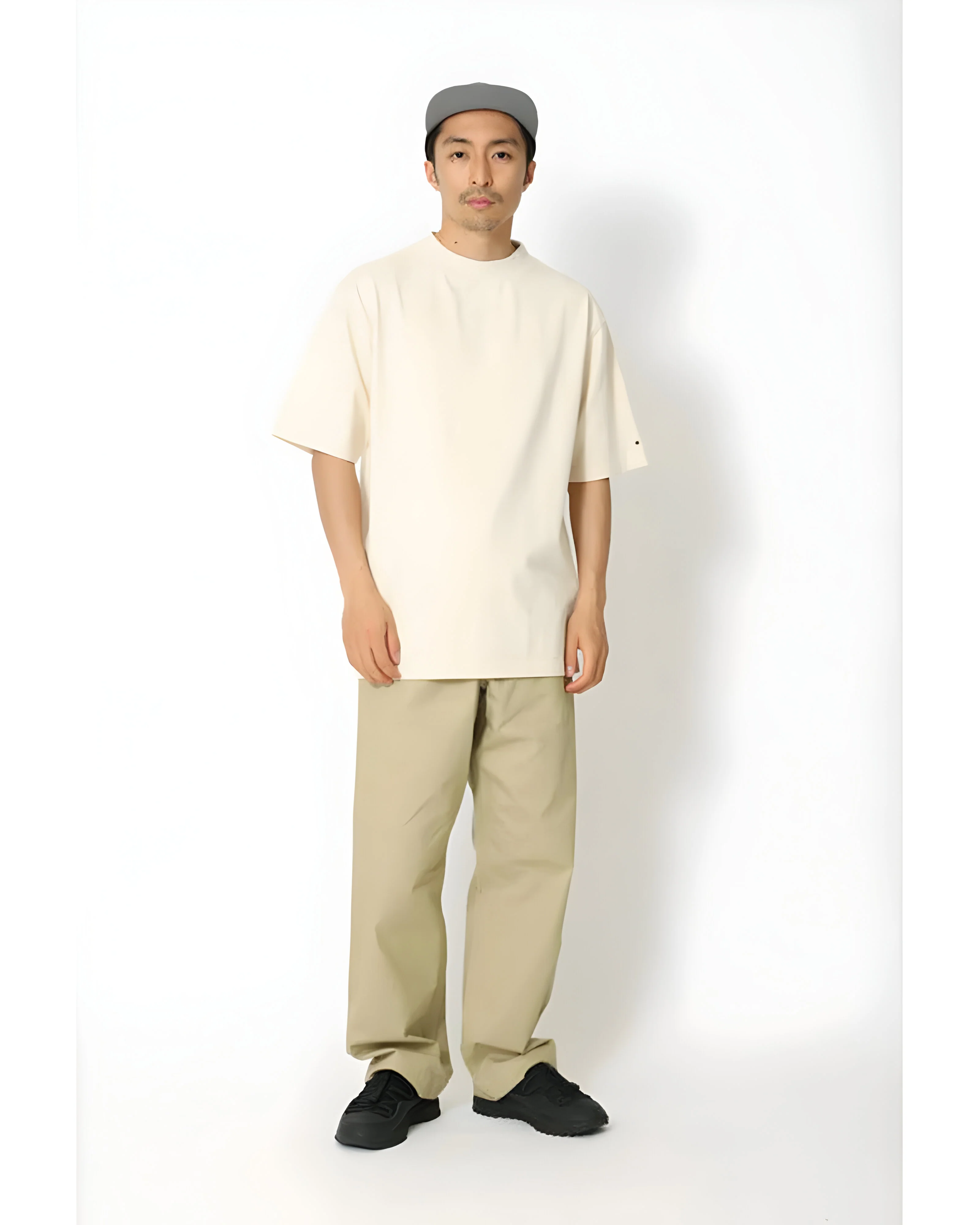 SNOWPEAK RECYCLED COTTON MOCKNECK T-SHIRT - ECRU - Image 2
