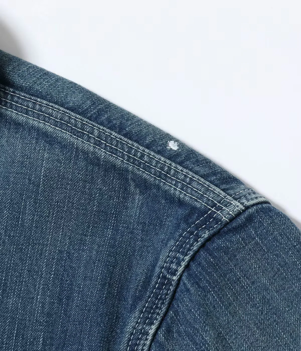 SUGAR CANE 11oz. BLUE DENIM WORK COAT AGED MODEL - Image 11