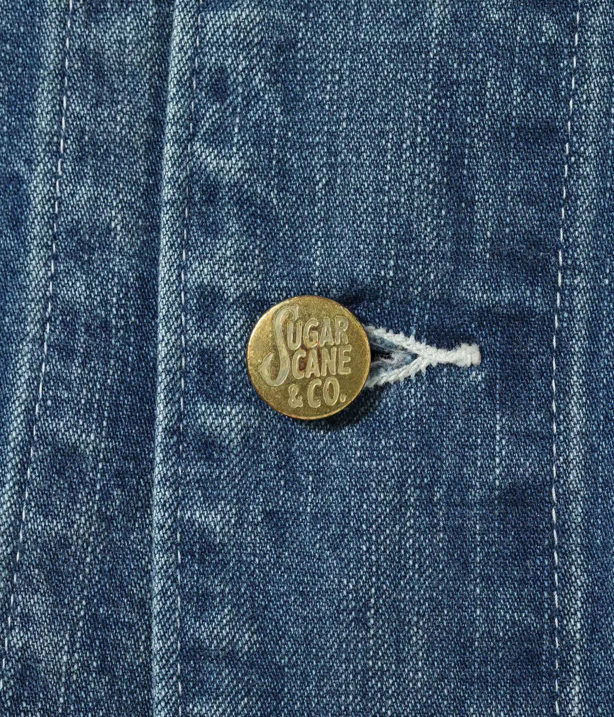 SUGAR CANE 11oz. BLUE DENIM WORK COAT AGED MODEL - Image 4