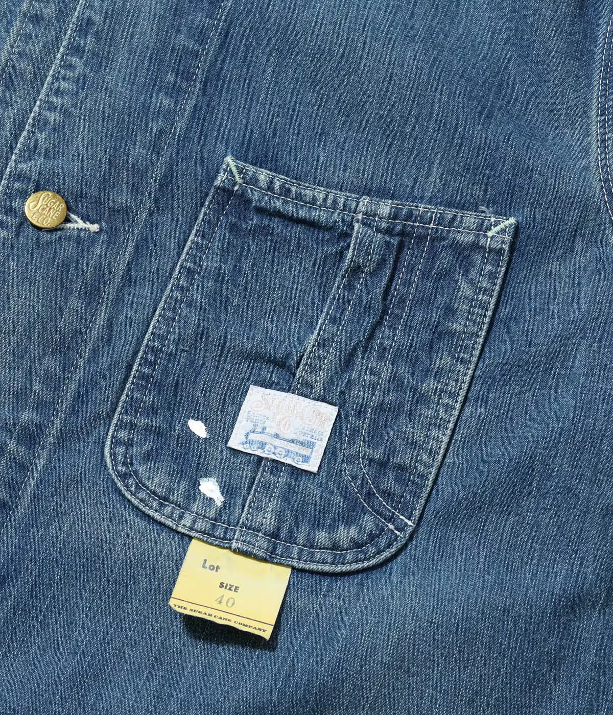 SUGAR CANE 11oz. BLUE DENIM WORK COAT AGED MODEL - Image 7