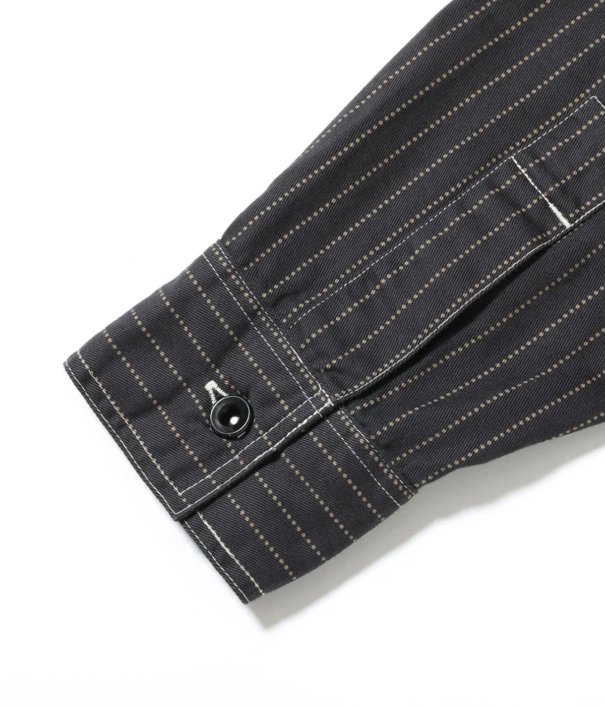 SUGAR CANE FICTION ROMANCE 8.5oz. WABASH STRIPE WORK SHIRT - BLACK - Image 11