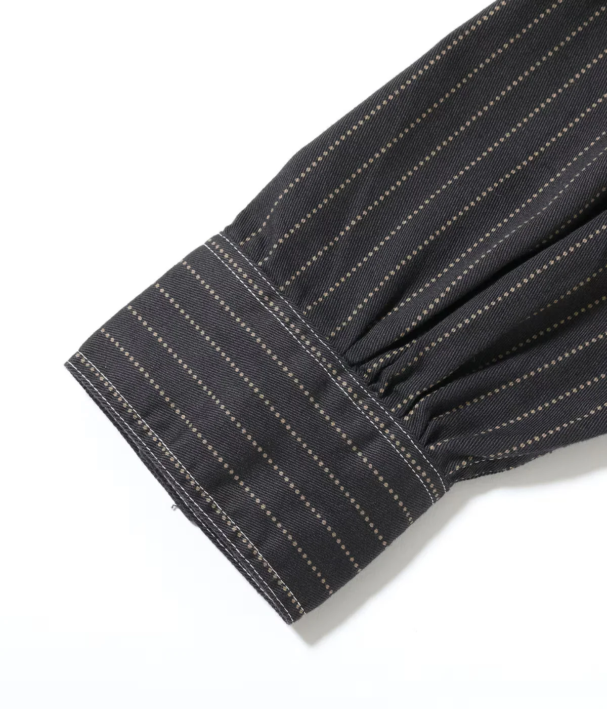 SUGAR CANE FICTION ROMANCE 8.5oz. WABASH STRIPE WORK SHIRT - BLACK - Image 12