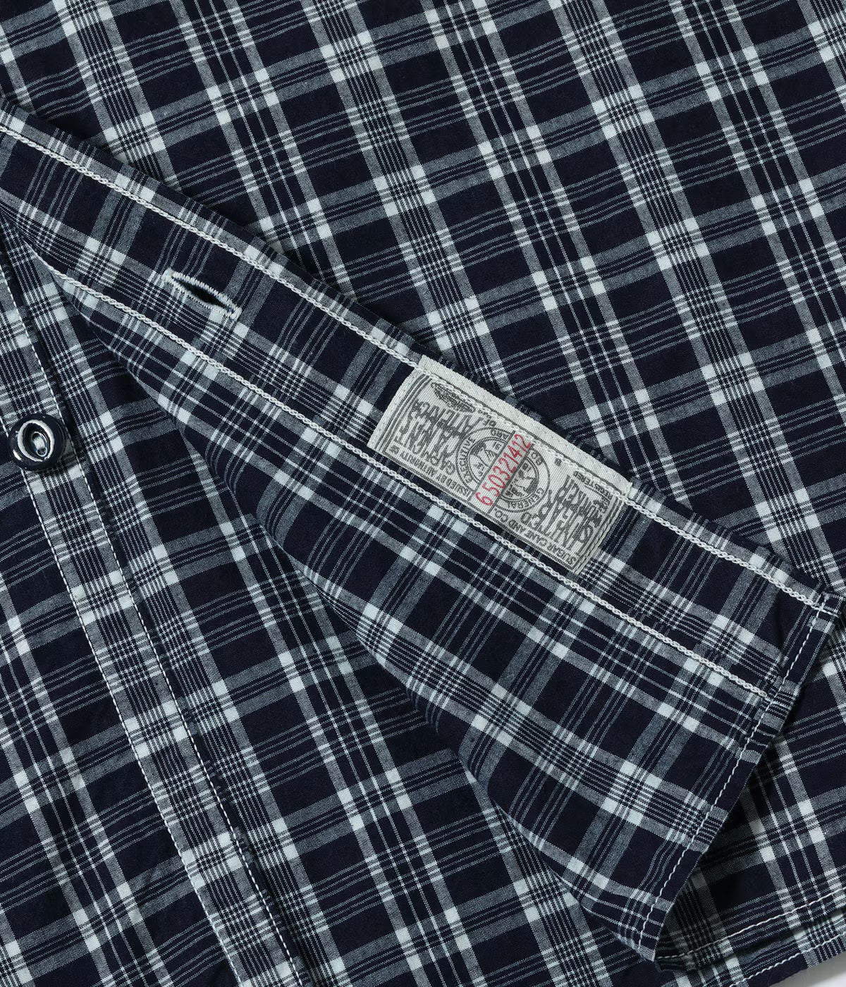 SUGAR CANE 'FICTION ROMANCE' INDIGO CHECK WORK SHIRT - NAVY - Image 11