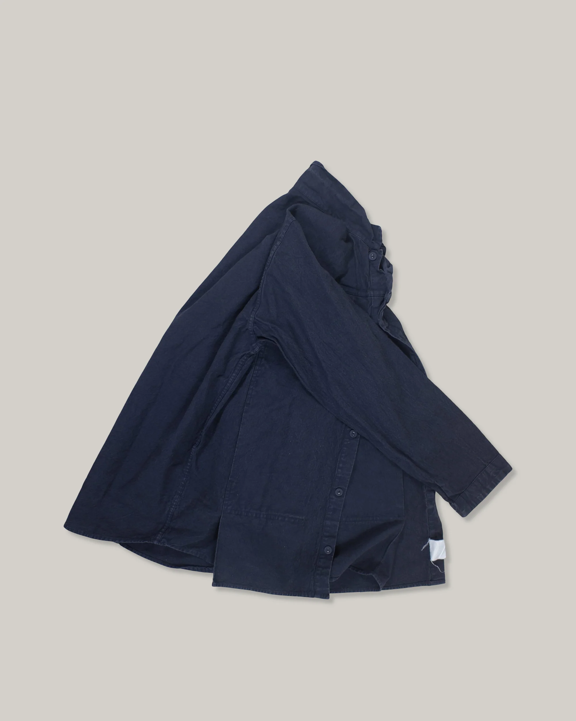 TENDER PLEAT POCKET POCKET SHIRT - COTTON DROP CLOTH - HADAL BLUE - Image 3