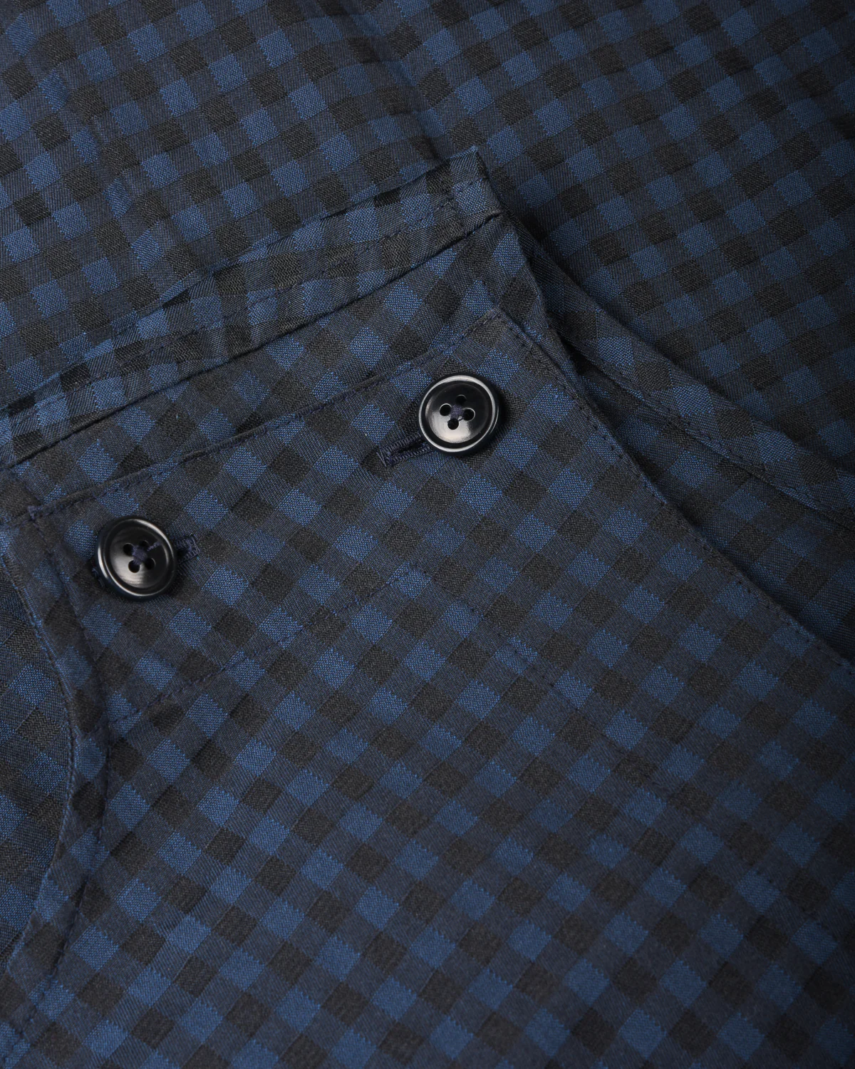 TS(S) GINGHAM PLAID SIDE BUTTON SLEEVELESS DRESS - NAVY - Image 3