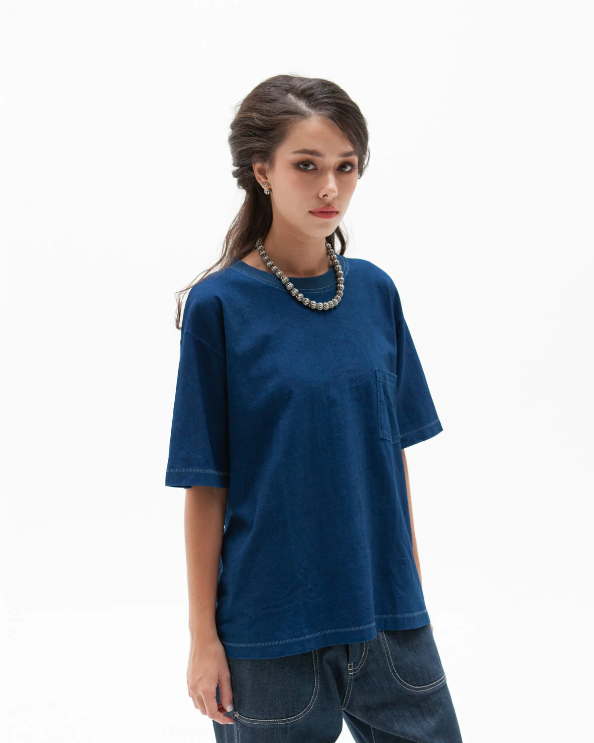 W'MENSWEAR BOWL TEE - INDIGO - Image 2