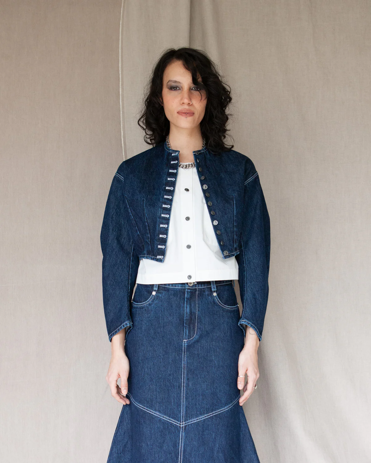 W'MENSWEAR RANCH SKIRT - INDIGO - Image 5
