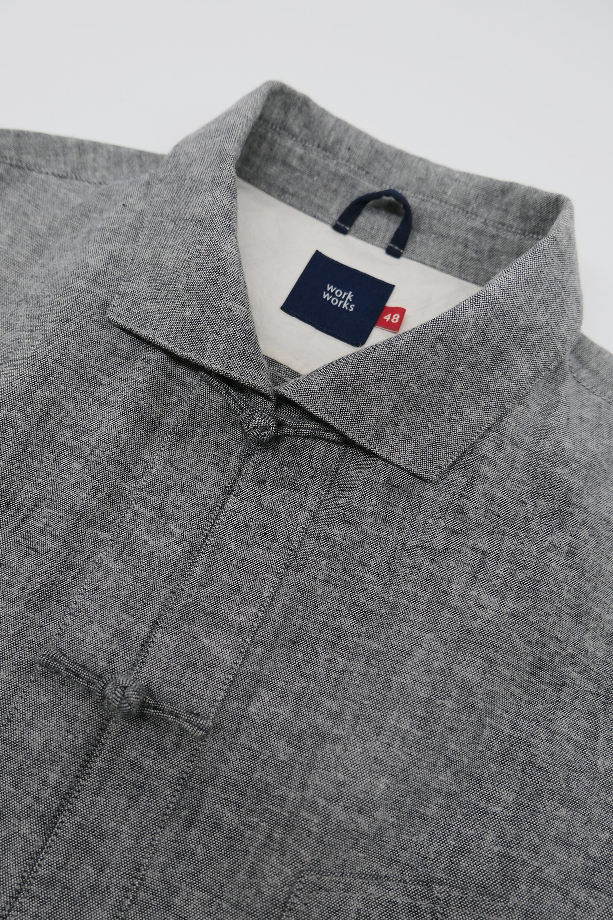 WORK WORKS MEN'S PATCH POCKET TANG SHIRT - YARN DYED GREY - Image 3