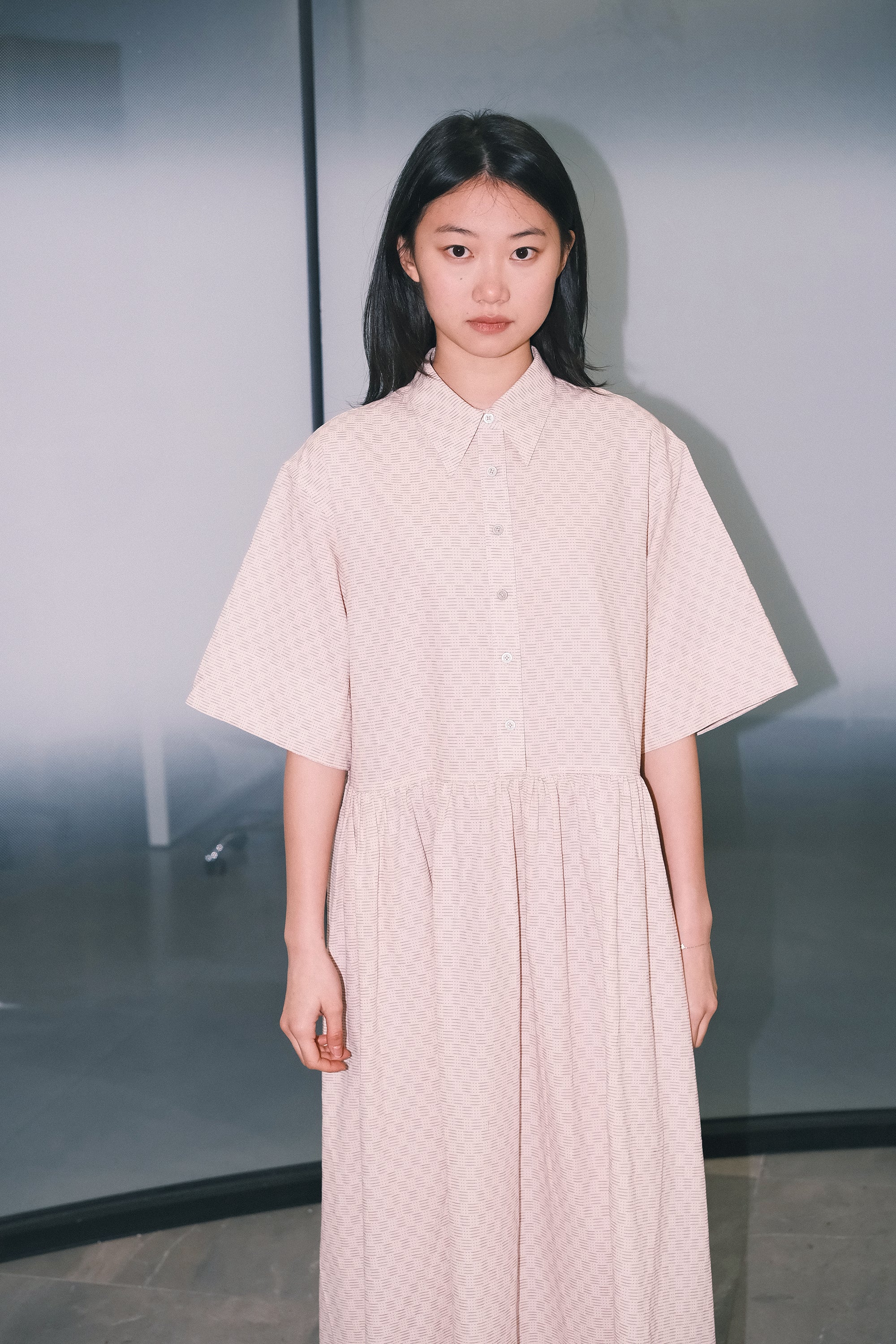 WORK WORKS OVERSIZED GATHERED PULLOVER DRESS - NAVY TEXTURED - Image 5