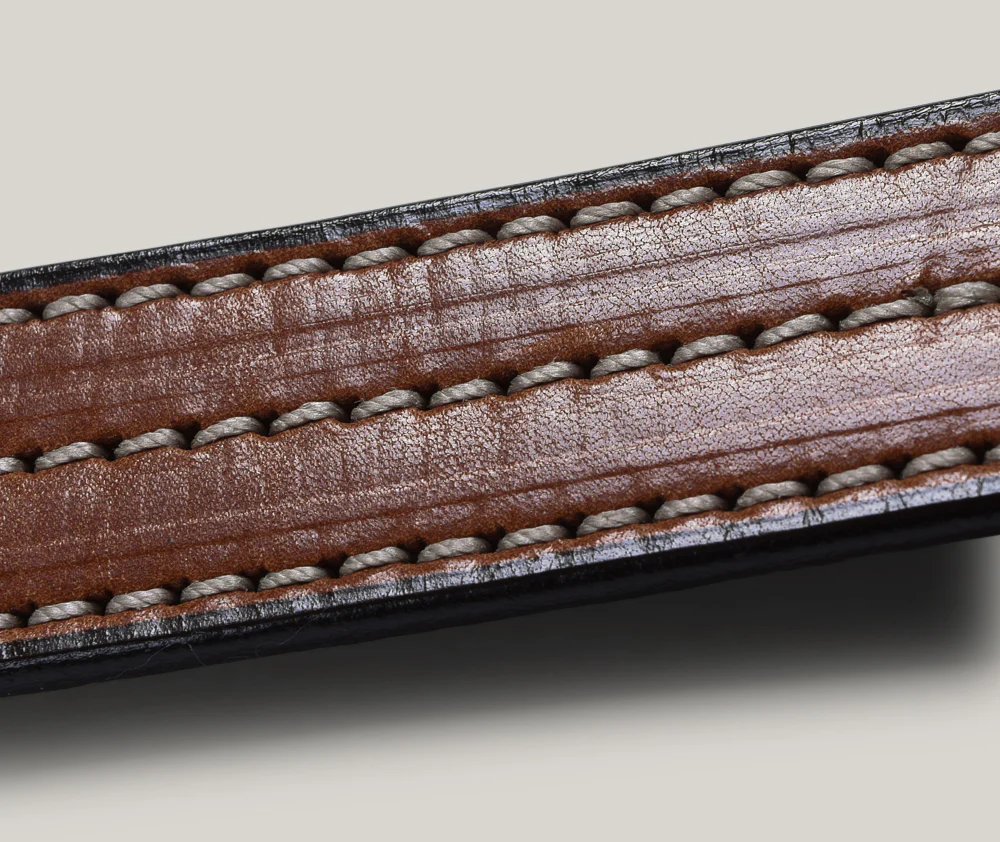YUKETEN 1" TRIPLE STITCHED BELT - BUCK BROWN W/ NATURAL STITCH - Image 4
